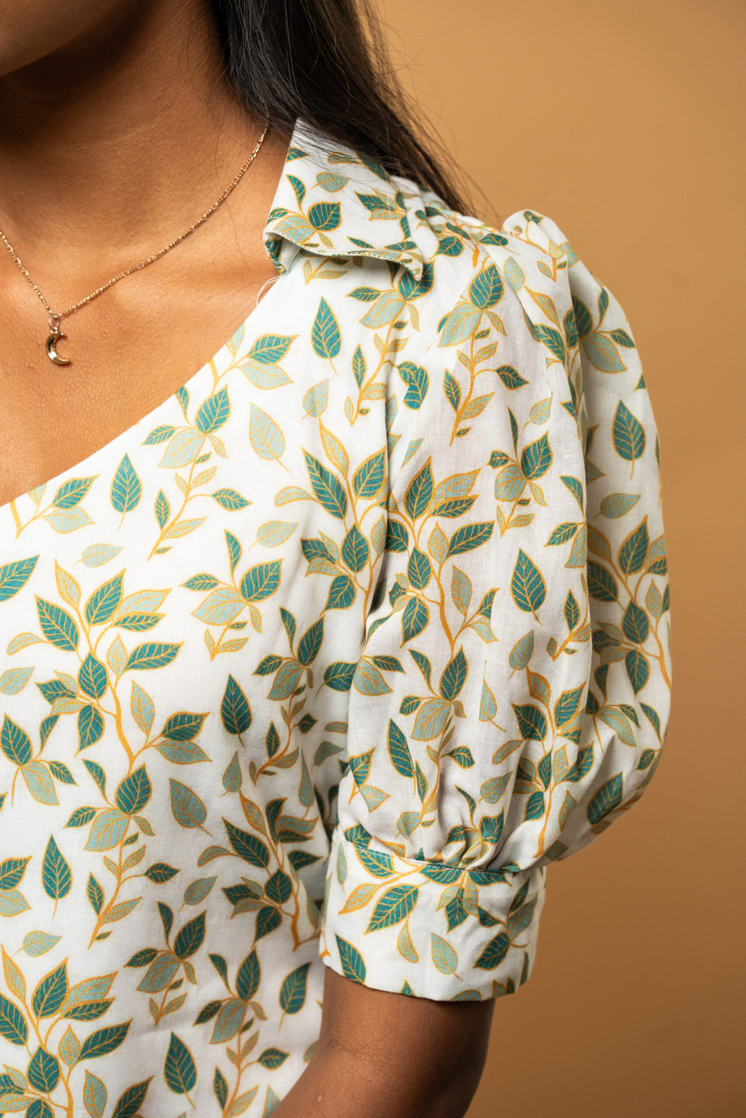 Leaf Printed Cotton Dress