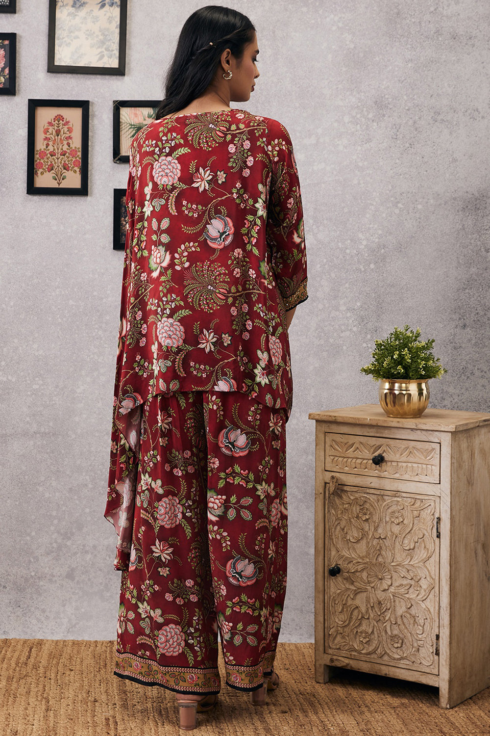 MEHR EMBROIDERED ASYMMETRIC CO-ORD SET