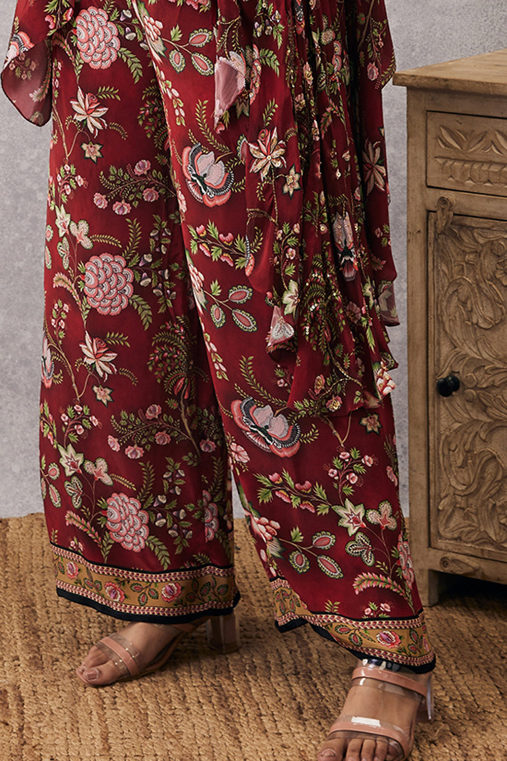 MEHR EMBROIDERED ASYMMETRIC CO-ORD SET