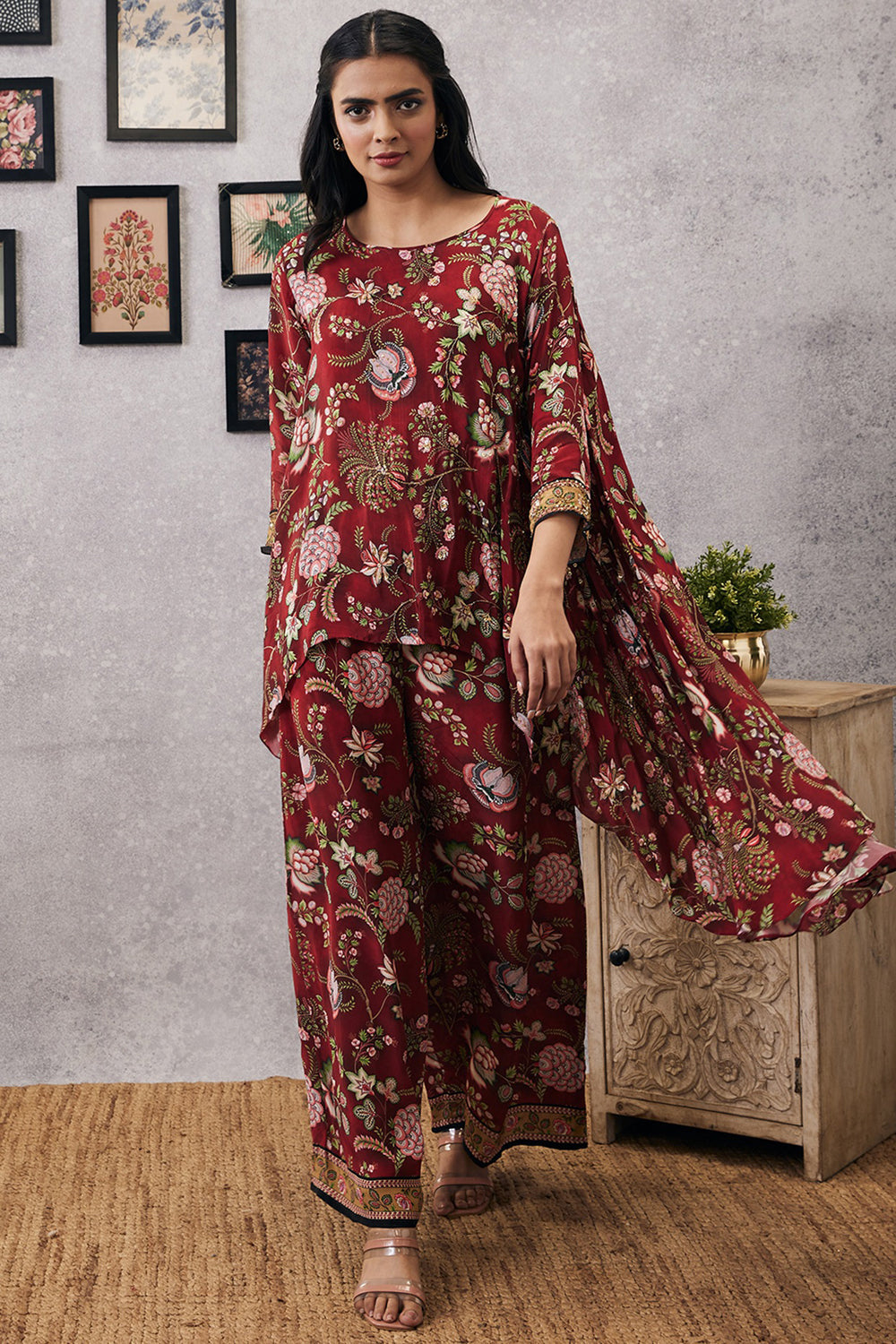 MEHR EMBROIDERED ASYMMETRIC CO-ORD SET