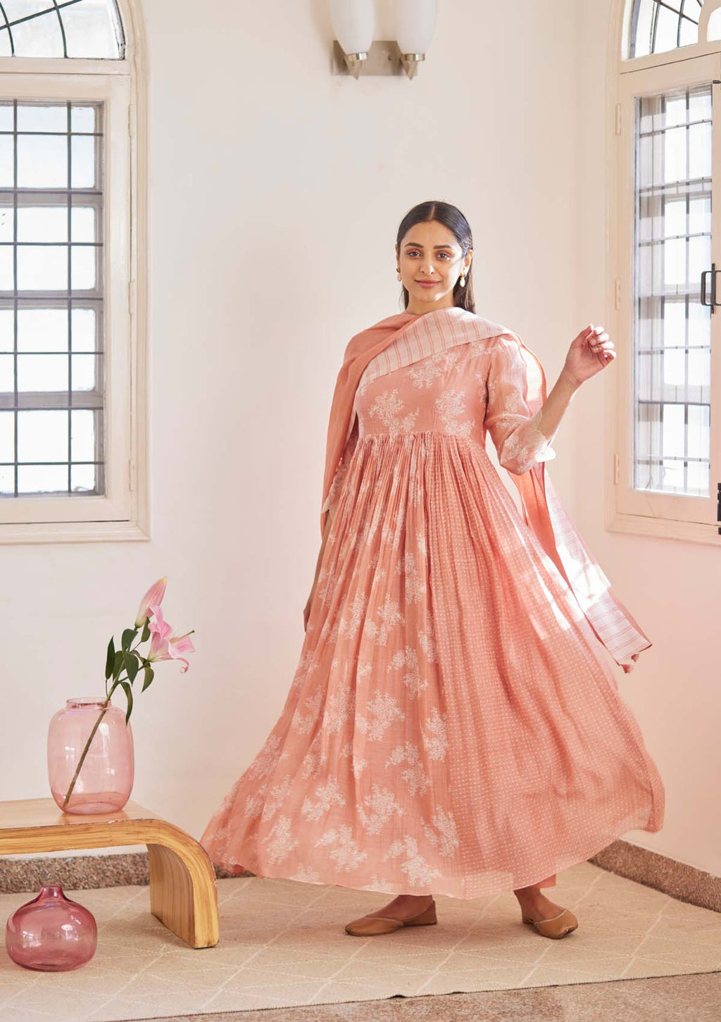 HIBISCUS PRINTED ANARKALI SET