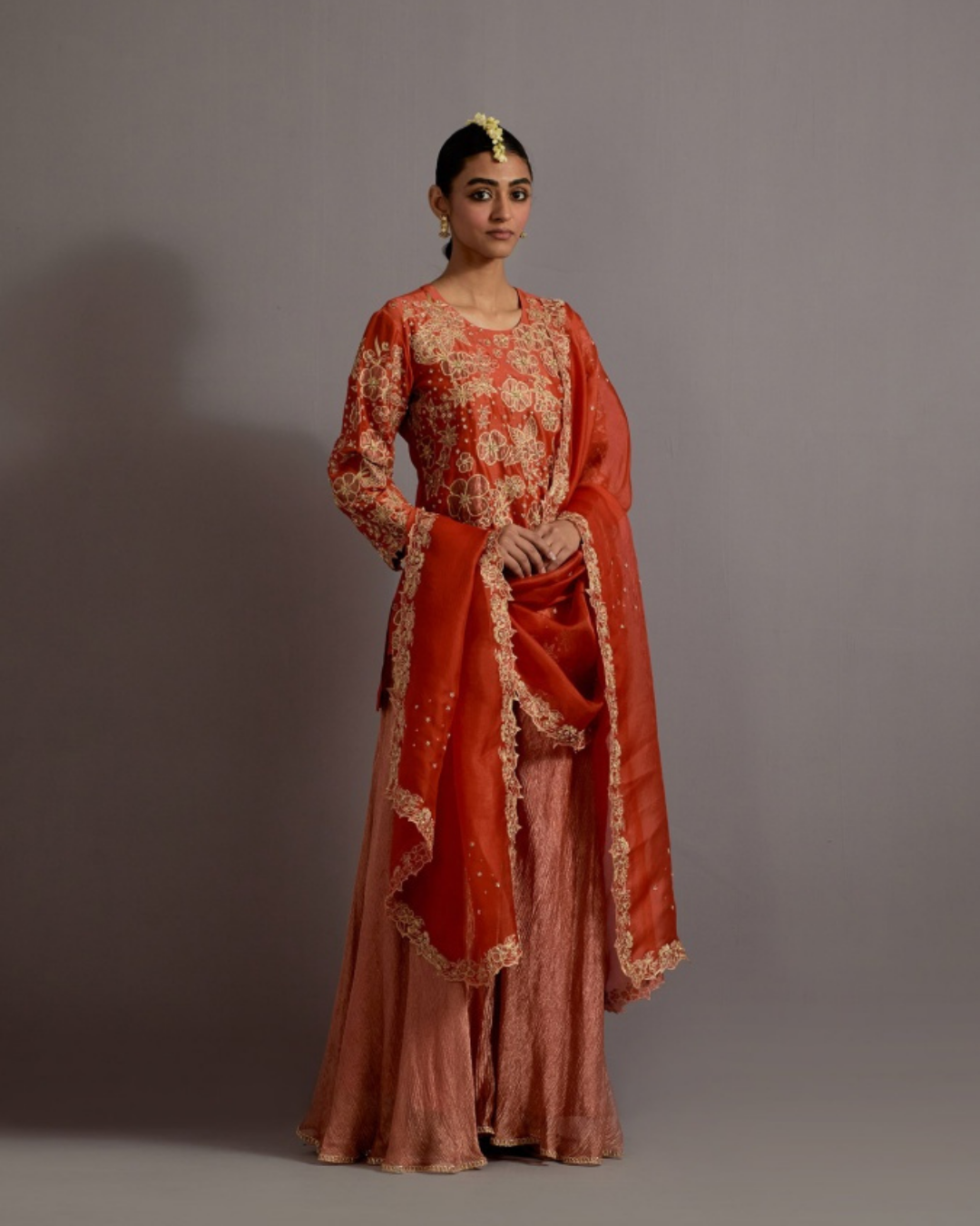 Orange Sharara Set