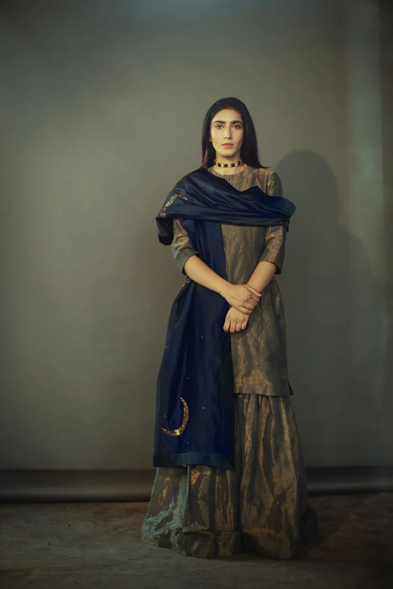 Coco Tunic Paired With Sharara - XS - Handloom Tissue - SET OF 2