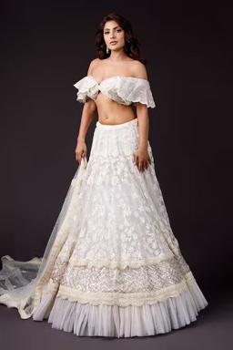 Embroidery Asymmetric Floral Lehenga Set