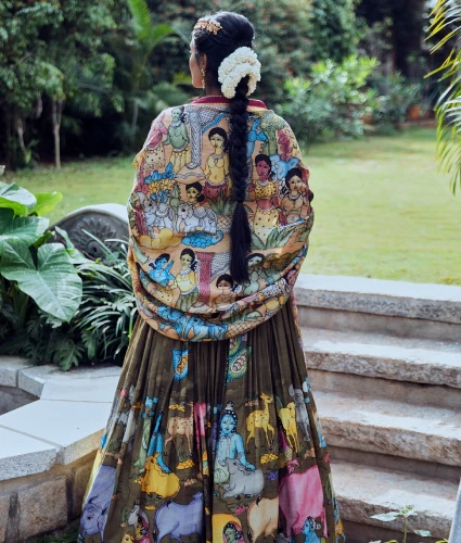 Green Kalamkari Lehenga with Handwork Blouse and duppatta